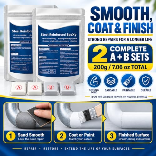 2Pcs Steel Reinforced Epoxy Putty, 7.06 oz, Waterproof Metal Repair Clay