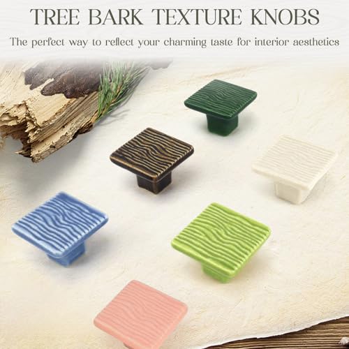 6 Pack Ceramic Drawer Pulls Square Cabinet Pulls Mix Color Drawer Knobs Wavy Natural Cabinet Handles Cute Dresser Knobs Boho Drawer Pull - color: Mix
