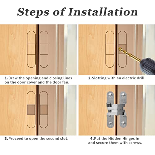 Hidden Gate Hinge 2-3/8" Stainless Steel, 4pcs - size: 60.3 mm, 4 PCS