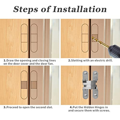 Hidden Gate Hinge 2-3/8" Stainless Steel, 4pcs - size: 60.3 mm, 4 PCS