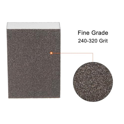 HARFINGTON 10pcs Fine Sanding Sponge Blocks 240-320 Grit Foam Sanding Block for Polishing Kitchen Metal Wood Drywall, 100x70x25mm - size: 240-320 Grit