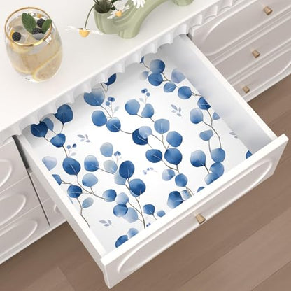 Laatse Light Blue Leaf Floral Wallpaper Peel and Stick 17.5" × 118" - color: Blue Leaf, size: 17.5" x 118"