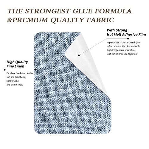 King Mountain Premium Linen Fabric Iron-on Repair Patch, 3"x60" (Blue Grey) - color: Blue Grey Linen, size: 3"x60"