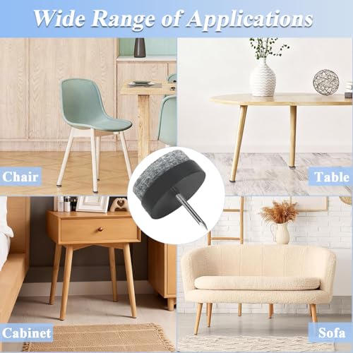 Nail-on Furniture Felt Pads, 30Pack 28mm Round Table Chair Leg Pad - color: Black, size: Φ 28 mm