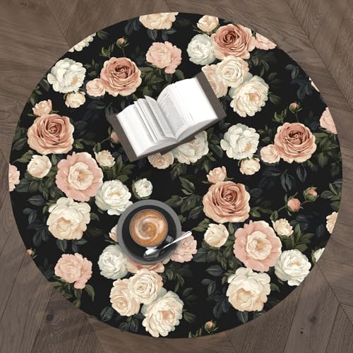 Laatse Dark Floral Rose Peel and Stick Wallpaper 17.5" x 118",Black/White - color: Pink&White, size: 118" x 17.5"