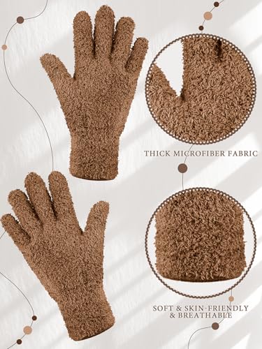 Patelai 3 Pairs Microfiber Dusting Gloves for Plants Leaf, Medium - color: Black, Brown, Dark Brown, size: Medium