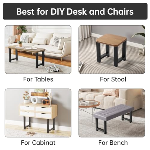 TOCRETOARE Metal Table Legs Heavy Duty, 16”H x 18”W, Metal Furniture Legs for Dining Desk Bench and Coffee Table, Industrial Black DIY Iron Bench Legs, Set of 2 - color: Rectangle, size: 16"Hx18"W