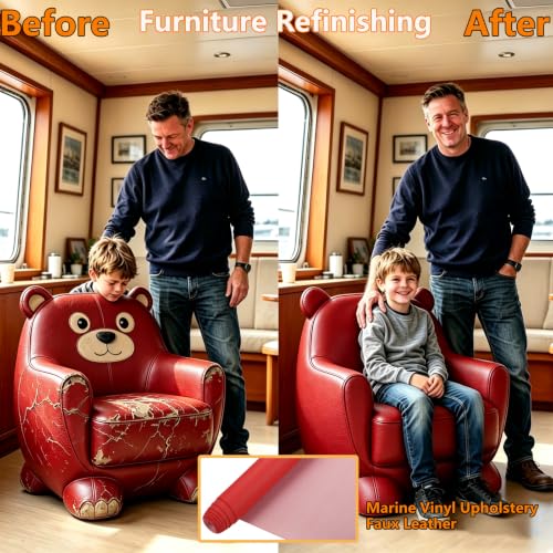 CDY Marine Vinyl Upholstery Fabric: 54"x72" Soft Grain Faux Leather Durable - color: Red, size: 2Yard（54"x72"）
