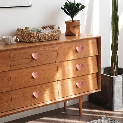 4Pcs Pink Dresser Knobs, Heart Cabinet Knobs and Pulls - color: Pink