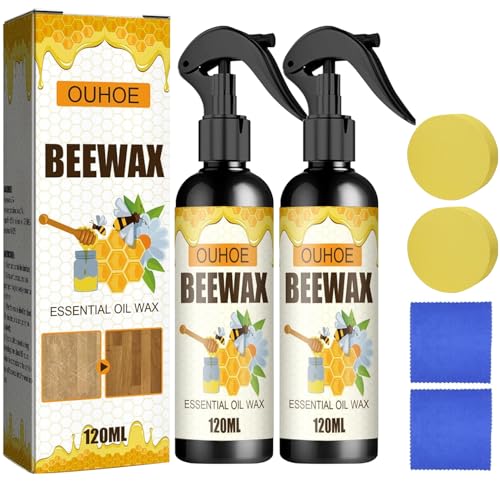 2PCS Natural Beeswax Spray, Beeswax Spray Cleaner, Furniture Polish,The Original Furniture Polish for living rooms,kitchens,wood furniture floors
