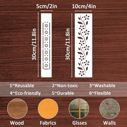 10Pcs Border Stencils for Painting on Wood, Resuable Lace Talavera Stencils for Crafts, Cake Stencil Mexican Floral Stencil for Furniture Wood Wall Canvas Floor