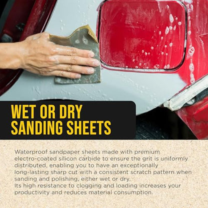 Dura-Gold 5-1/2" x 9" Wet or Dry Sandpaper Sheets, 5000 Grit, Box of 25 - size: 5000-Grit