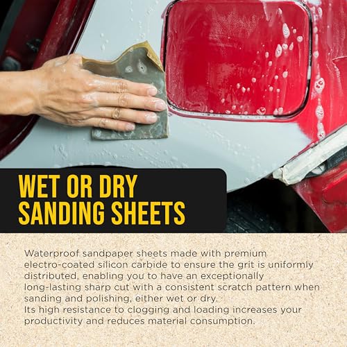 Dura-Gold 5-1/2" x 9" Wet or Dry Sandpaper Sheets, 7000 Grit, Box of 25 - size: 7000-Grit