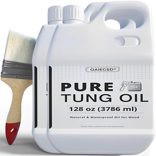 256oz 100% Pure Tung Oil with Brush, Food Safe Waterproof Low Odor - size: 256 Fl Oz