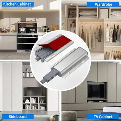 15 Pack Push Open Door Latch - Heavy Duty Aluminum Magnetic Cabinet Latch, Touch Release Hardware for Hidden Doors, Kitchen Drawers and Closets, Handle-Free Push to Open Cabinet Catches - size: 15 Pcs Single Magnetic Push Latch