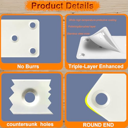 6 Pack White Mending Plates 3.94 x 1.93 x 0.08 inch Flat Brackets - size: 3.94 x 1.93 x 0.08 inch/100 x 49 x 2 mm