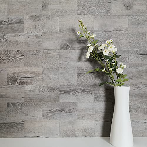 AULIGET 100 Piece Peel and Stick Backsplash PVC Tile, 3 Inch x 6 Inch Dover Gray Stick on Tiles for Backsplash Kitchen, Bathroom, Laundry Room, Camper, Fireplace - color: Rustic Gray