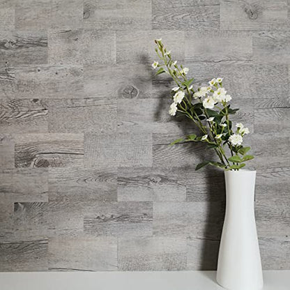 AULIGET 100 Piece Peel and Stick Backsplash PVC Tile, 3 Inch x 6 Inch Dover Gray Stick on Tiles for Backsplash Kitchen, Bathroom, Laundry Room, Camper, Fireplace - color: Rustic Gray