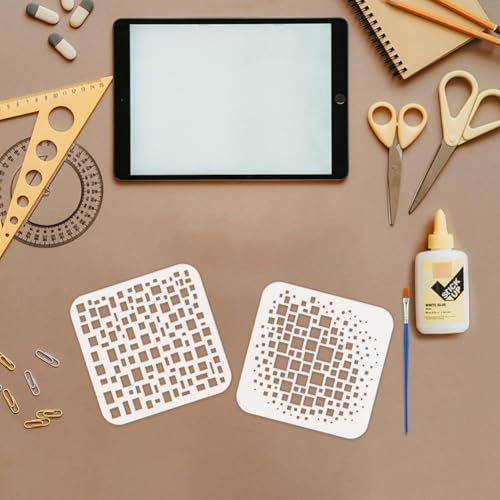 FINGERINSPIRE 4Pcs Geometry Painting Stencil with Paintbrush 5.9x5.9inch Reusable Geometric Stencil Cubist Layering Background Templates Stencils for Painting on Wall, Canvas and Wood Furniture - style: Geometry