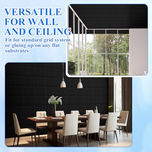 Nuanchu 32 Pcs 3D Wall Panels, 12"x12" PVC Fluted Tiles, Black - color: Black