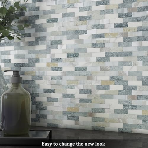 BeNice Peel Stick Backsplash Brick Stone Wall Tile Blue Gray 10pcs