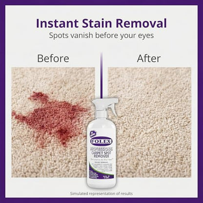 FOLEX Professional Carpet Stain Remover Spray – Stain Remover for Old Stains – Best Remover for Pets – Rug Stain Remover & Upholstery Cleaner – Cleaner Solution for Couches & Car Interiors – 34 oz