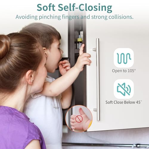 10 Pack 1 1/4" Overlay 3D Soft Close Hinges for Face Frame Kitchen Cabinet, 3 Way Adjust, Self Closing Concealed Cabinet Hinges-105 Degree