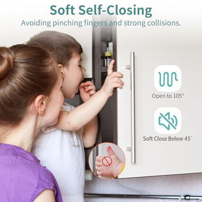 10 Pack 1 1/4" Overlay 3D Soft Close Hinges for Face Frame Kitchen Cabinet, 3 Way Adjust, Self Closing Concealed Cabinet Hinges-105 Degree