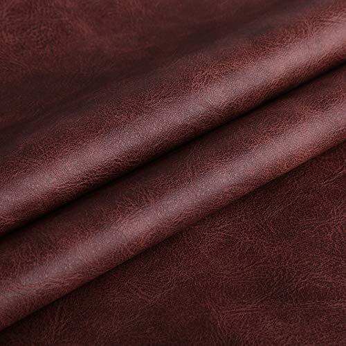 Premium Faux Leather Upholstery Fabric 1.2mm Thickness，Waterproof Upholstery Leather Distressed Bark Fabric(Dark Brown,Pre-Cut 18"x54") - color: Dark Brown, size: 18"x54"