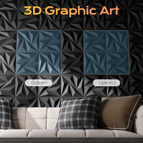 Sonicism Wall Panels 64Pack,0.7"x11.8"x11.8"3D Wall Panels Creative Cutting - color: Charcoal Black, size: 64 Pack (61.88 Sq Ft)