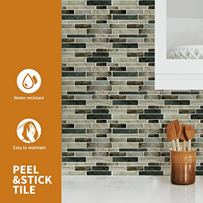 WOWSTAR 10-Sheet Peel and Stick Backsplash Tile for Kitchen, Back Splash Stick On Tiles for Kitchen Wall (Dark Brown) - color: Dark Brown