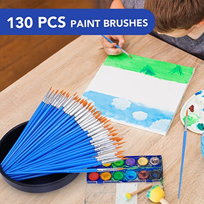 AROIC Small Paint Brushes Bulk,130pcs Nylon Hair Round Detail Brushes - color: Blue, size: 130 Fine