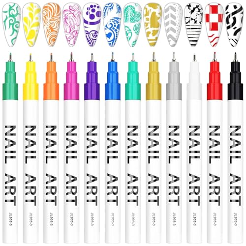 12 Color 3D Nail Art Pens Set Kalolary 0.5MM Nail Art Markers - color: F