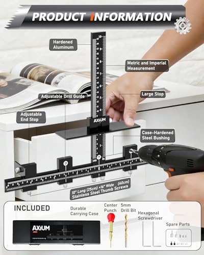 AXIUM Cabinet Hardware Jig, Adjustable Aluminum Template Tool