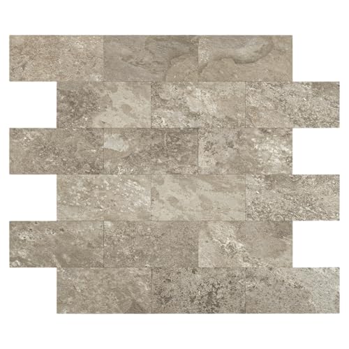 2026 New Upgrade Peel and Stick Backsplash Tile, Peel and Stick 11.34" X 11.57" Wall Tile for Kitchen, Bathroom, Fireplace, Laundry (Brownish Stone, 10 Packs) - color: Brownish Stone