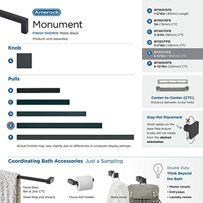 Amerock 6-5/16" Monument Matte Black Drawer Pull - color: Matte Black, size: 6-5/16 Inch (160 mm) Center-to-Center