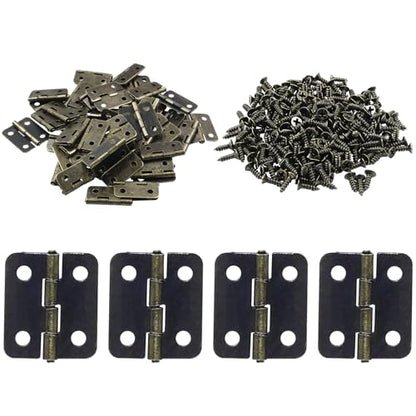 Piutouyar 50 Pcs Mini Bronze Hinges, Rectangle Small Hinges, 18x16mm - size: 18x16mm