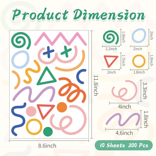 200 Pcs Geometric Wall Decals for Playroom Decor - style: Geometric Lines