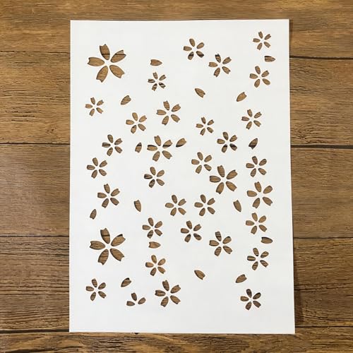 TIAMECH A4 Reusable Simple Cherry Blossom Stencil for Painting - style: Simple Cherry Blossom
