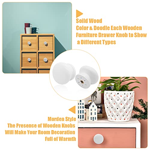 Wood Drawer Knobs, 1 Inch, White, Mushroom Shape, 8PCS - color: White, size: 1"/(8pcs)