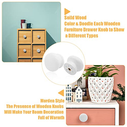 Wood Drawer Knobs, 1 Inch, White, Mushroom Shape, 8PCS - color: White, size: 1"/(8pcs)