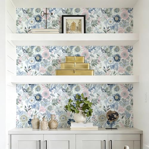 Nukofal Floral Peel and Stick Wallpaper Boho Contact Paper 16.9inx118.1in - size: 16.9inch x 118.1inch