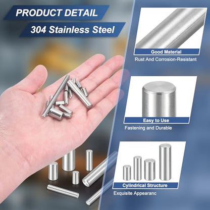 uxcell 60Pcs M3 x 12mm 304 Stainless Steel Dowel Pin, Cylindrical Shelf Support Peg Pin Parallel Pin Fastener for Mechanical Manufacturing, Industry, Furniture Installation, Silver - size: M3x12mm