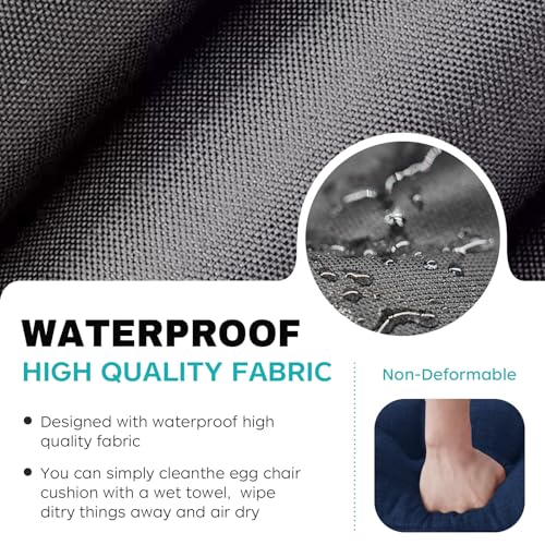Egg Chair Cushion Replacement, Waterproof Thicken Hanging Egg Swing Chair Cushion for Outdoor Furniture, Wicker Rattan Hammock Basket Cushion with Headrest Pillow 47x31.5x4.7 inch, Grey - color: Grey