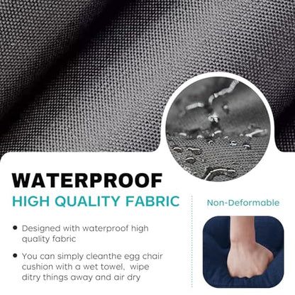Egg Chair Cushion Replacement, Waterproof Thicken Hanging Egg Swing Chair Cushion for Outdoor Furniture, Wicker Rattan Hammock Basket Cushion with Headrest Pillow 47x31.5x4.7 inch, Grey - color: Grey