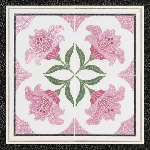 HOMETITUTE Elegant Pink Floral Peel Stick Floor Tile 12x12 Vinyl - color: Pink#6