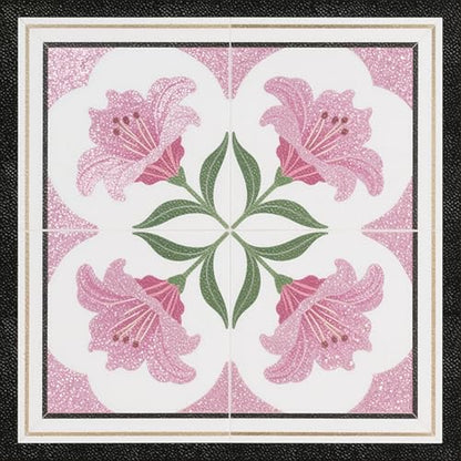 HOMETITUTE Elegant Pink Floral Peel Stick Floor Tile 12x12 Vinyl - color: Pink#6
