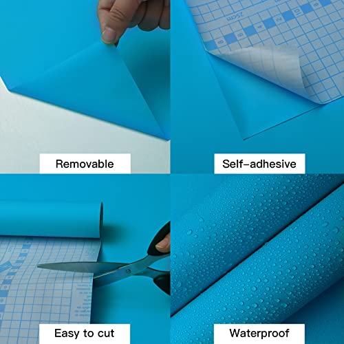 15.7"x118" Peel and Stick Wallpaper - Blue for Bedroom and Bathroom - Renter Friendly Removable Vinyl Matte - color: Lake Blue, size: 15.7" x 118"