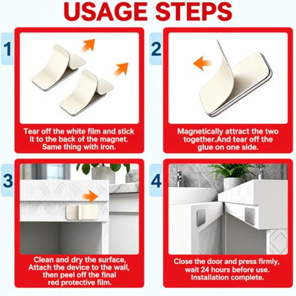 8 Pack Magnetic Cabinet Door Catch No Drill Adhesive Hidden Magnets