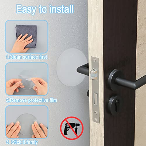 Door Stopper Wall Protector,Transparent Large Round - size: 9 cm Round (3 pcs)